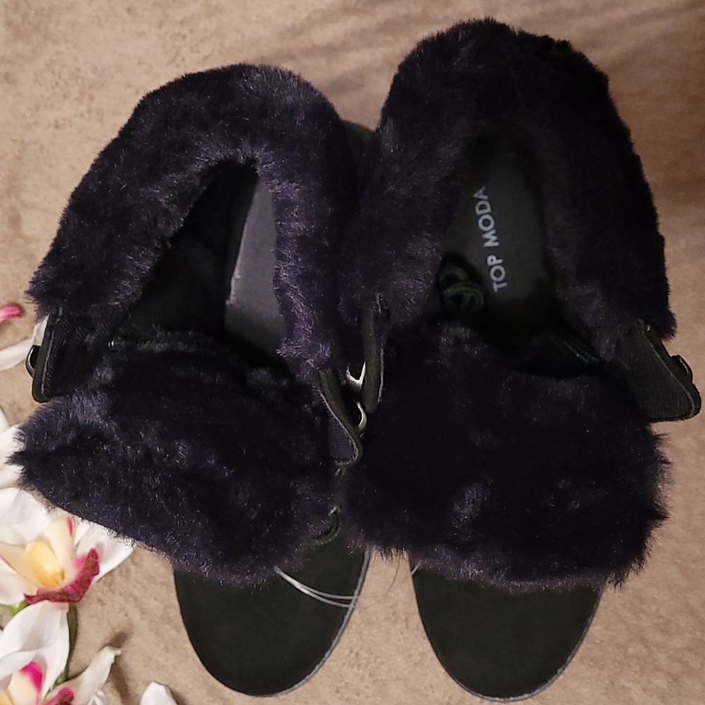 Fur Trim Combat/Hiking Boots - BRAND NEW - Picture 7 of 9